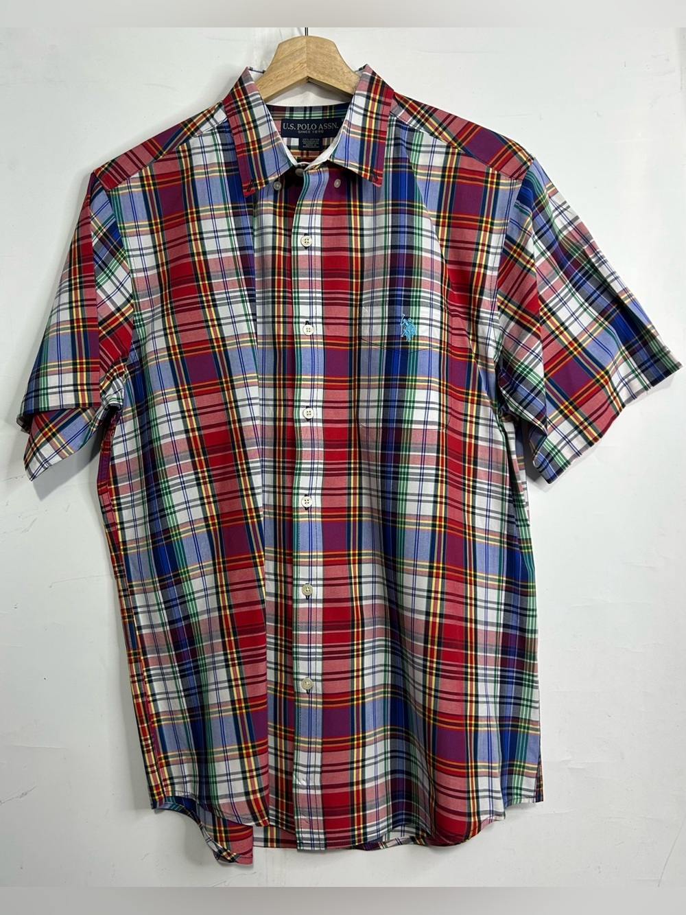 5 for $25🔥U.S Polo Assn. Red & Blue Plaid Button Front Shirt XL